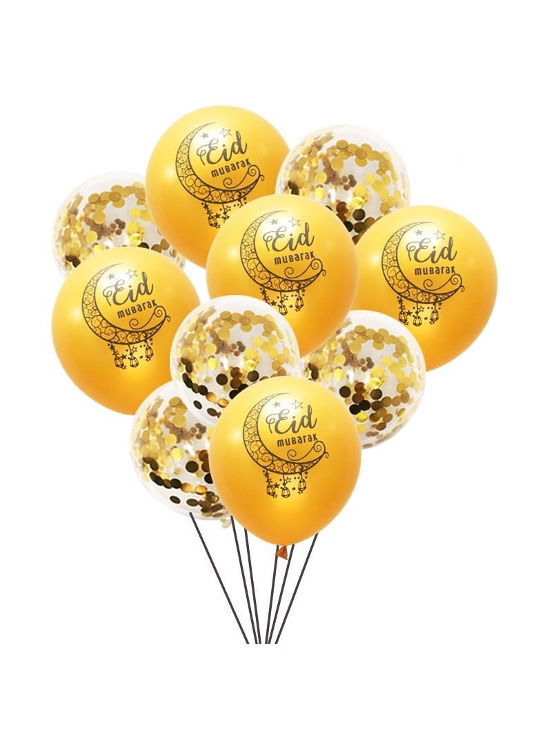 20 Pcs Eid Mubarak Balloons Set - Gold Star Confetti & Latex Balloons for Ramadan Decorations - Muslim Islamic Party Supplies & Home Decor (10pcs x 2 Packs) - Image 1